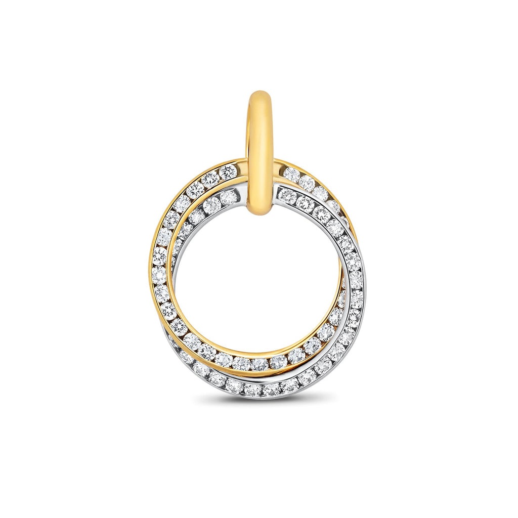  PDQ144 - PENDENTE A CERCHIO INTERCETTATO CON DIAMANTI IN ORO 18KT