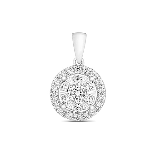 PDQ149W - DIAMOND BRILLIANT HALO PENDANT IN 18CT WHITE GOLD