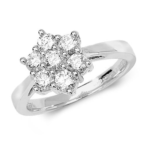  ANELLO CON 7 PIETRE DIAMANTI IN ORO BIANCO 18KT