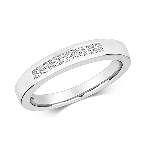 Diamond 7 stone channel set ring in white gold