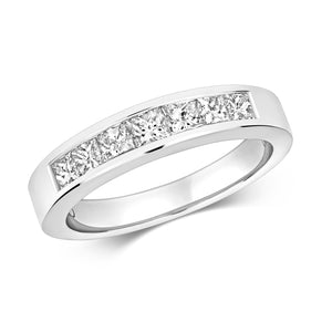 DIAMOND 7 STONE CHANNEL SET RING IN 18CT WHITE GOLD