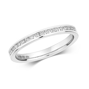 DIAMOND CHANNEL SET HALF ETERNITY RING IN 18CT WHITE GOLD
