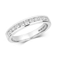 Diamond channel set half eternity ring in 18ct white gold