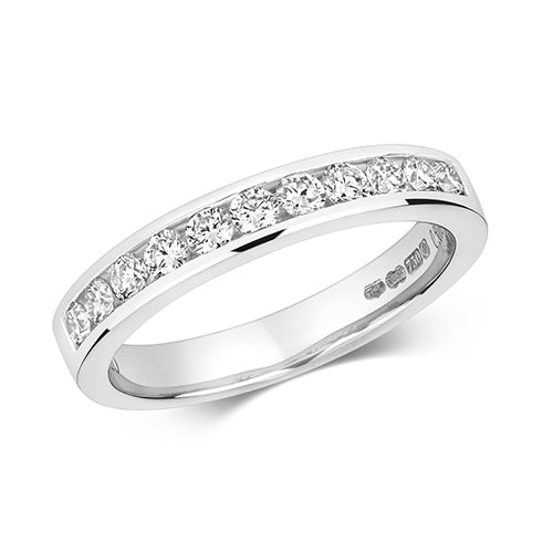18ct white gold diamond channel set half eternity ring 