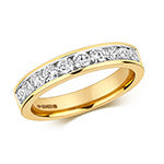 Sophisticated diamond channel set half eternity ring in 18ct gold