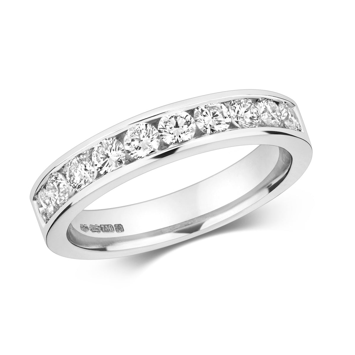 Elegant diamond half eternity ring crafted in 18ct white gold
