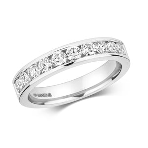 DIAMOND CHANNEL SET HALF ETERNITY RING IN 18CT WHITE GOLD