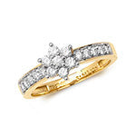 DIAMOND Daisy CLUSTER WITH GRAIN SET SHOULDERS RING IN 18CT GOLD