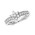 Luxury white gold diamond ring with cluster design