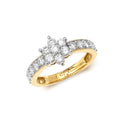 Bague en or 18 carats sertie de diamants et d'épaules à grains