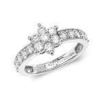 DIAMOND CLUSTER WITH GRAIN SET SHOULDERS RING IN 18CT WHITE GOLD
