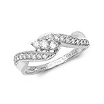DIAMOND TRILOGY TWIST WITH SET SHOULDERS RING IN 18CT WHITE GOLD