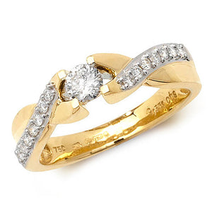 DIAMOND SOLITAIRE WITH TWIST SET SHOULDERS RING IN 18CT GOLD