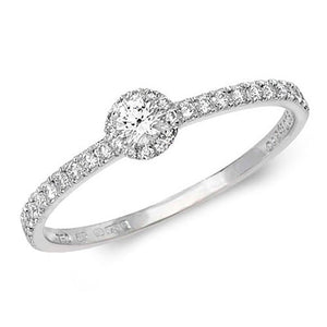 DIAMOND FINE SET SHOULDERS RING IN 18CT WHITE GOLD