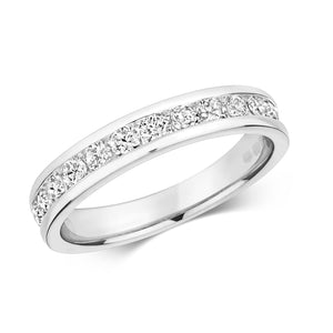 DIAMOND CHANNEL SET HALF ETERNITY RING IN 18CT WHITE GOLD