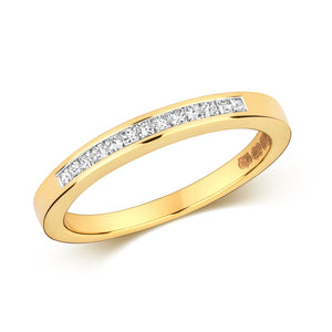 DIAMOND CHANNEL SET PRINCESS CUT RING IN 18CT GOLD