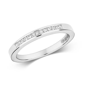 DIAMOND CHANNEL SET PRINCESS CUT RING IN 18CT WHITE GOLD