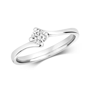 DIAMOND SOLITAIRE TWIST ENGAGEMENT RING IN 18CT WHITE GOLD