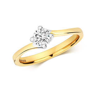 DIAMOND SOLITAIRE TWIST ENGAGEMENT RING IN 18CT GOLD