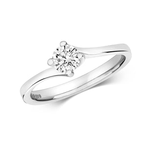 DIAMOND SOLITAIRE TWIST ENGAGEMENT RING IN 18CT WHITE GOLD