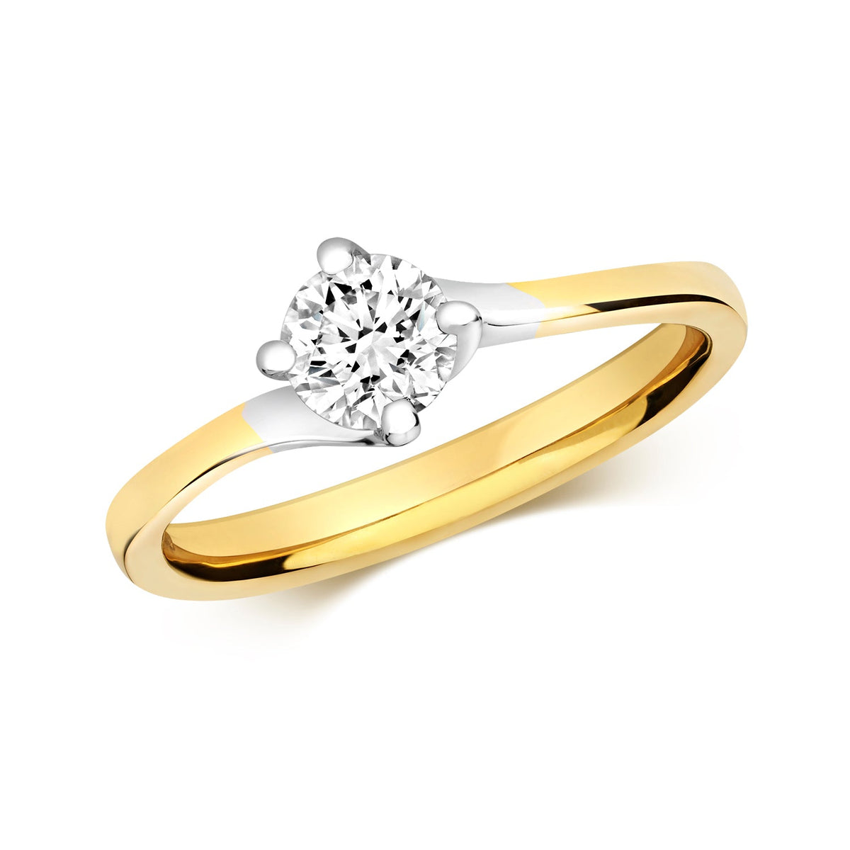 18ct gold diamond twist solitaire engagement ring