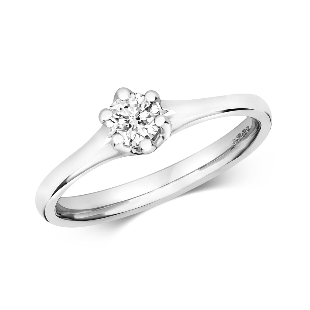 ANELLO DI FIDANZAMENTO CON SOLITARIO INCASTONATO CON 6 GRIFFE IN ORO BIANCO 18KT