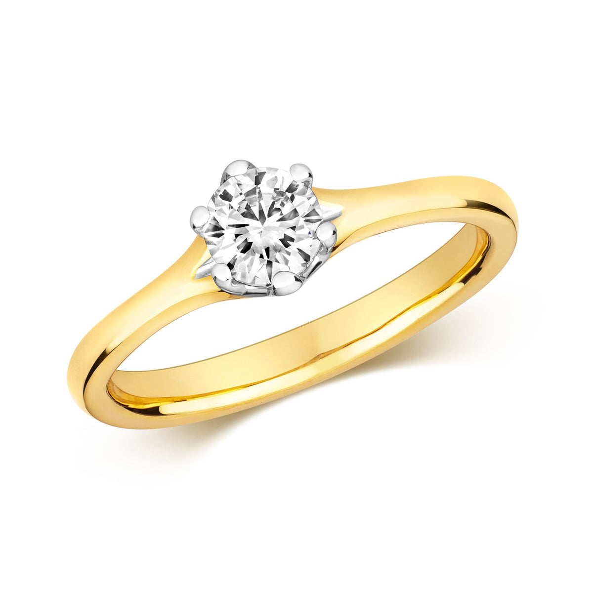 DIAMOND 6 CLAW SET SOLITARE ENGAGEMENT RING IN 18CT GOLD