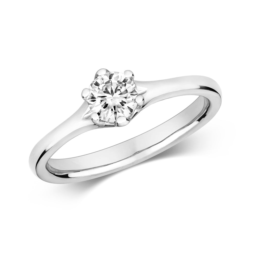DIAMOND 6 CLAW SET SOLITARE ENGAGEMENT RING IN 18CT WHITE GOLD