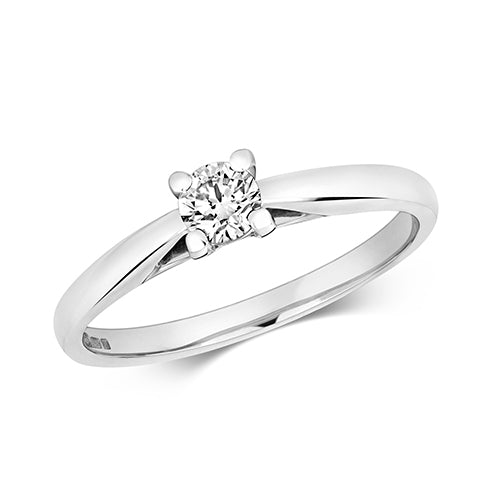  ANELLO DI FIDANZAMENTO CON SOLITARIO INCASTONATO CON 4 GRIFFE E DIAMANTI IN ORO BIANCO 18KT