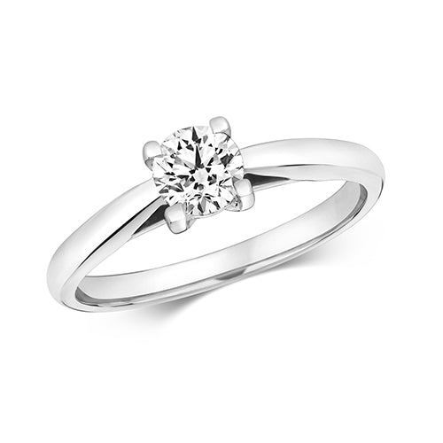  ANELLO SOLITARIO CON 4 GRIFFE E DIAMANTI IN ORO BIANCO 18KT