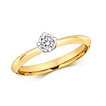  ANELLO SOLITARIO CON 4 GRIFFE E DIAMANTI IN ORO 18KT