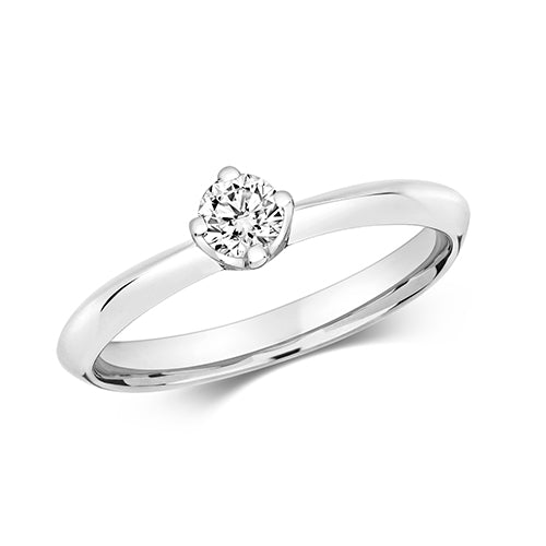 Bague solitaire sertie de diamants à 4 griffes en or blanc 18 carats