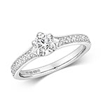 DIAMOND SOLITAIRE 6 CLAW SET WITH GRAIN SET SHOULDERS RING IN 18CT WHITE GOLD