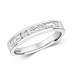 DIAMOND ROUND AND BAGUETTE CHANNEL SET RING IN 18CT WHITE GOLD