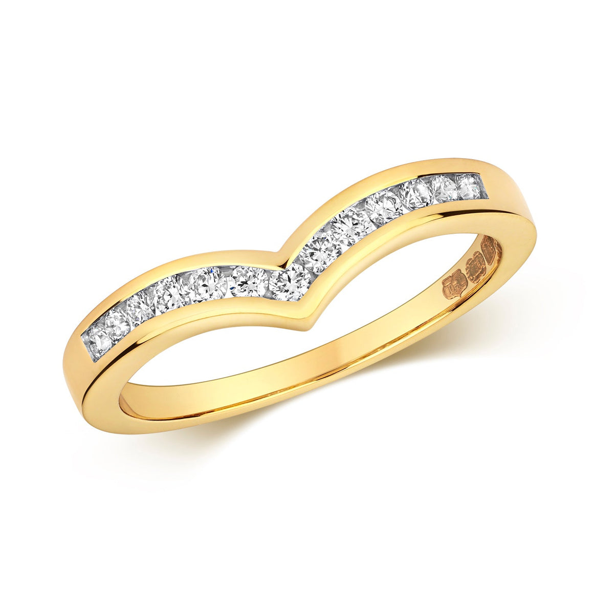 DIAMOND CHANNEL SET WISHBONE RING IN 18CT GOLD