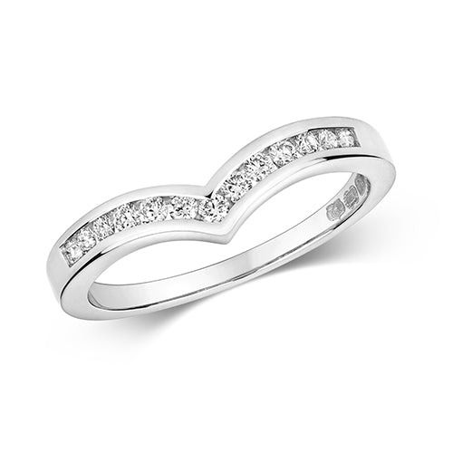 DIAMOND CHANNEL SET WISHBONE RING IN 18CT WHITE GOLD