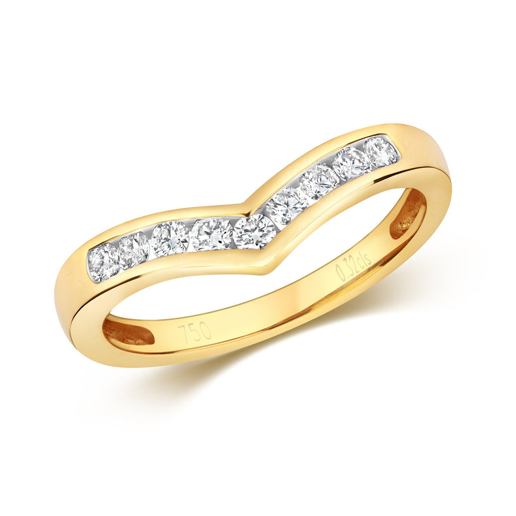 Bague en or 18 carats sertie de diamants en forme de V