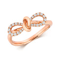 Bague nœud papillon en or rose 18 carats avec diamants