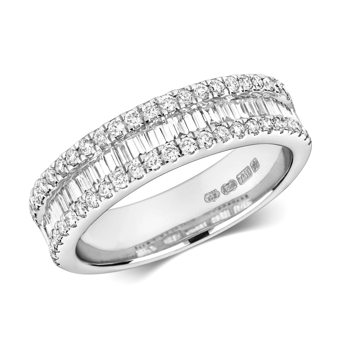 DIAMOND BAGUETE EDGE ETERNITY RING IN 18CT WHITE GOLD