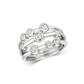 Diamant-Bubble-Ring, 3-reihiger Rubinring aus 18-karätigem Weißgold