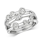 DIAMOND Bubble Ring 3 ROW RUBOVER RING IN 18CT WHITE GOLD