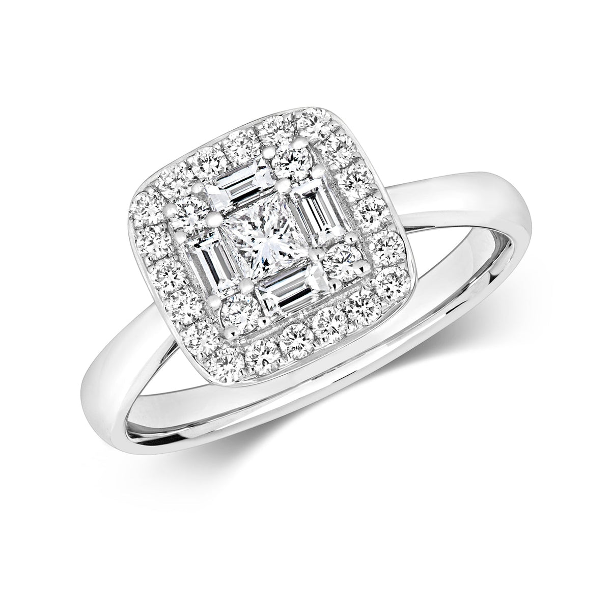 DIAMOND CLUSTER RING IN 18CT WHITE GOLD