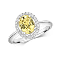 DIAMOND & YELLOW SAPPHIRE OVAL CLUSTER RING IN 18CT WHITE GOLD