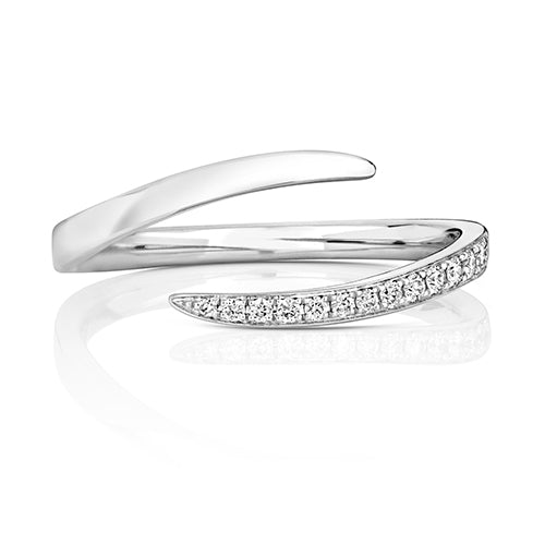 DIAMOND OPEN CROSSOVER RING IN 18 CT WHITE GOLD