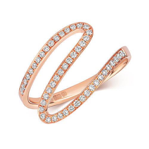 Luxury diamond wave ring crafted in 18ct rose gold