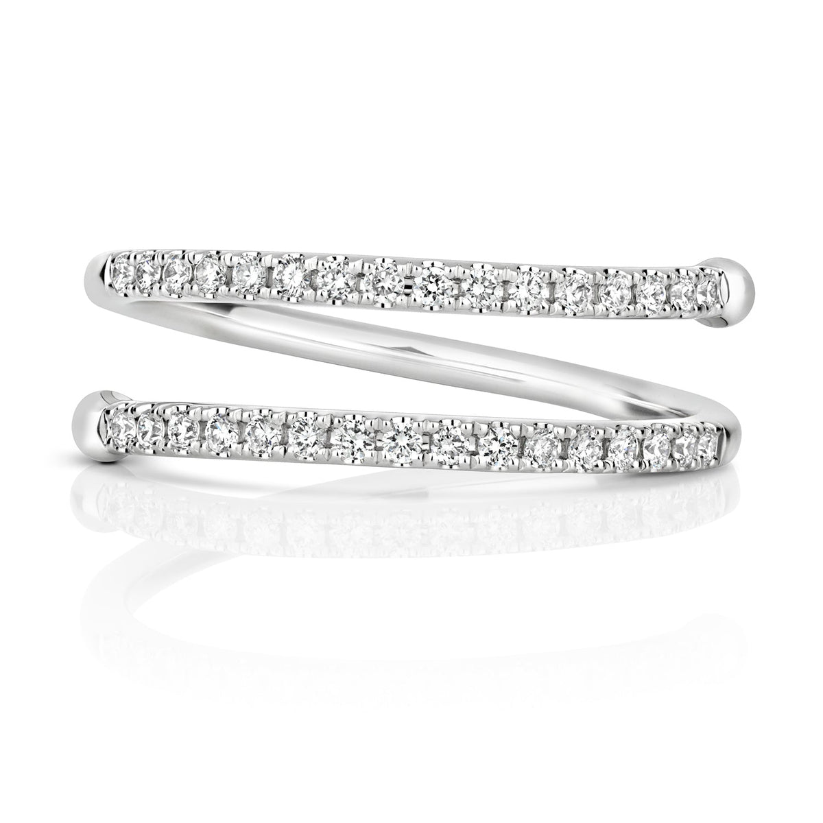 DIAMOND SPIRAL RING IN 18CT WHITE GOLD