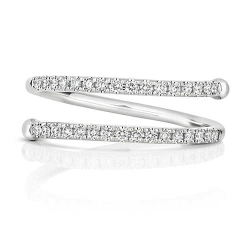 DIAMOND SPIRAL RING IN 18CT WHITE GOLD
