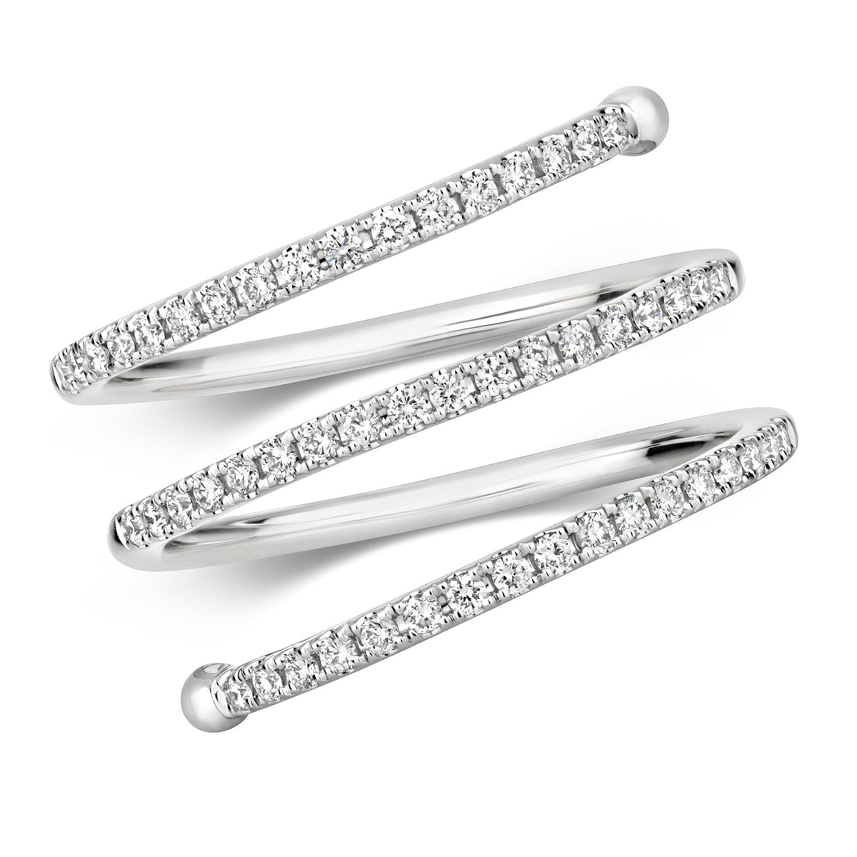 DIAMOND SPIRAL RING IN 18CT WHITE GOLD