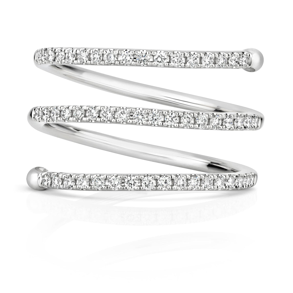 DIAMOND SPIRAL RING IN 18CT WHITE GOLD
