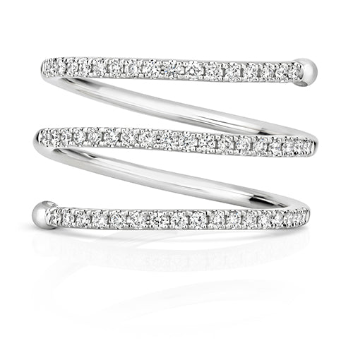 DIAMOND SPIRAL RING IN 18CT WHITE GOLD
